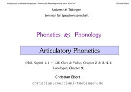 Articulatory Phonetics