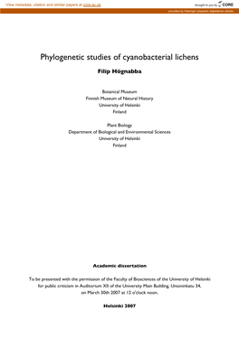 Phylogenetic Studies of Cyanobacterial Lichens