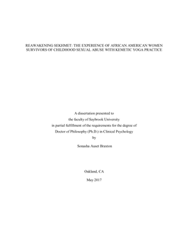 Reawakening Sekhmet: the Experience of African American Women Survivors of Childhood Sexual Abuse with Kemetic Yoga Practice