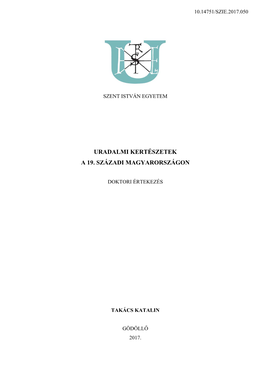 Uradalmi Kertészetek a 19. Századi Magyarországon