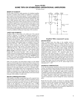 SOME TIPS on STABILIZING OPERATIONAL AMPLIFIERS by Deane Jensen