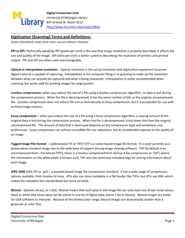 Digitization (Scanning) Terms and Definitions- (Many Shamelessly Stolen from Other Sources Without Citations)