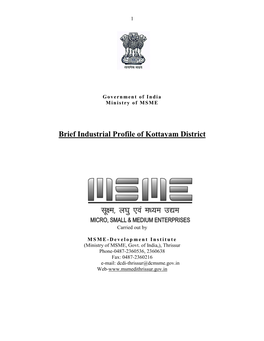 Brief Industrial Profile of Kottayam District