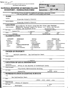 National Register of Historic Places Inventory -- Nomination Form