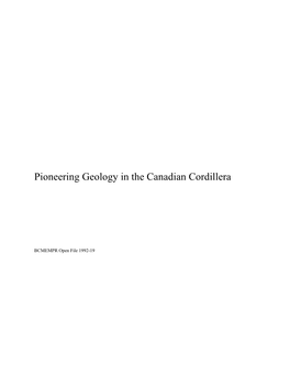 Pioneering Geology in the Canadian Cordillera