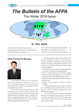 The Bulletin of the AFPA Winter 2016; 3 (1) 1 the Bulletin of the AFPA the Winter 2016 Issue