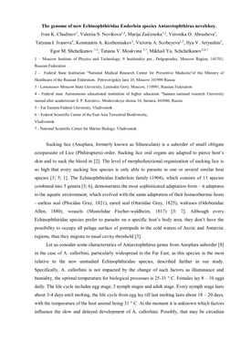 The Genome of New Echinophthiridae Enderlein Species Antarctophthirus Nevelskoy