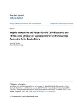 Trophic Interactions and Abiotic Factors Drive Functional and Phylogenetic Structure of Vertebrate Herbivore Communities Across the Arctic Tundra Biome