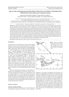 Age, Sex Ratio, Spawning Season and Fecundity of Alburnoides Eichwaldii