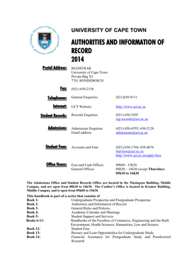 Authorities and Information of Record 2014
