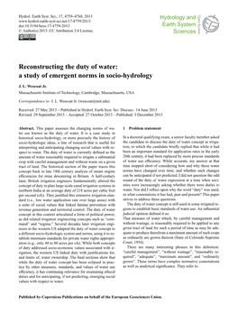 Reconstructing the Duty of Water: a Study of Emergent Norms in Socio-Hydrology