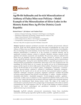 Ag-Pb-Sb Sulfosalts and Se-Rich Mineralization of Anthony of Padua