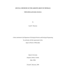 Crystal Chemistry of the Jarosite Group of Minerals