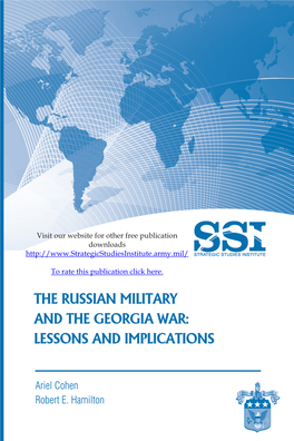 The Russian Military and the Georgia War: Lessons and Implications