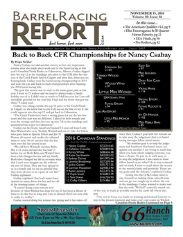 Back to Back Cfr Championships for Nancy Csabay