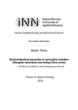 Master Thesis Gastrointestinal Parasites in Sympatric