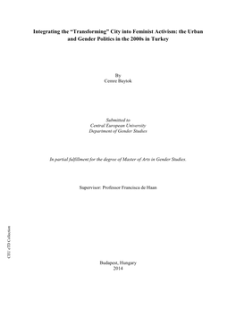 Integrating the “Transforming” City Into Feminist Activism: the Urban and Gender Politics in the 2000S in Turkey