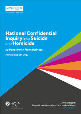 National Confidential Inquiry Into Suicide and Homicide by People with Mental Illness Annual Report 2017