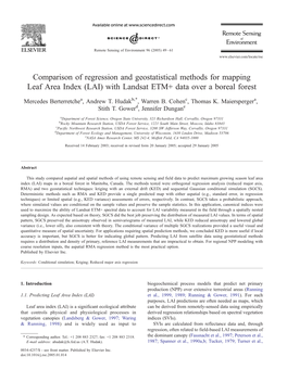 Comparison of Regression and Geostatistical Methods for Mapping Leaf Area Index (LAI) with Landsat ETM+ Data Over a Boreal Forest