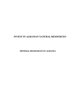 Invest in Albanian Natural Resources!