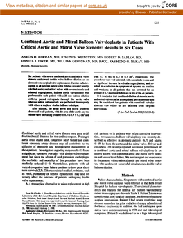 Combined Aortic and Mitral Balloon Valvuloplasty in Patients