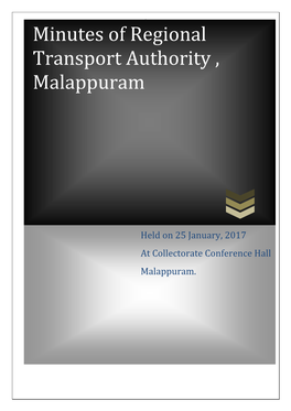 Minutes of Regional Transport Authority , Malappuram