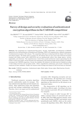 Survey of Design and Security Evaluation of Authenticated Encryption Algorithms in the CAESAR Competition∗