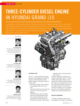 THREE-Cyllnder Dlesel Englne in Hyundai Grand