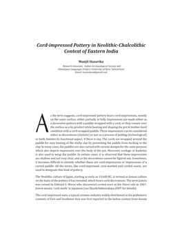 Cord-Impressed Pottery in Neolithic-Chalcolithic Context of Eastern India