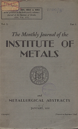 Institute of Metals, 1935, Vol