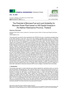 The Potential of Biomassfuel and Land Suitability for Biomass Power