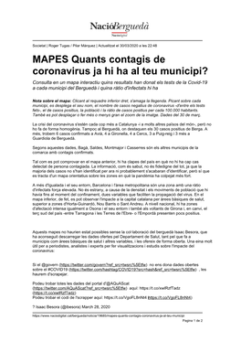 MAPES Quants Contagis De Coronavirus Ja Hi Ha Al Teu Municipi?