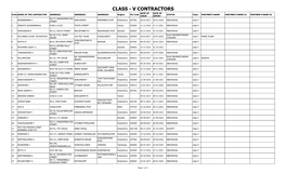 CLASS - V CONTRACTORS DATE of DATE of Sl.No