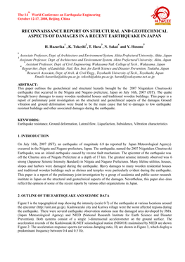 Reconnaissance Report on Structural and Geotechnical Aspects of Damages in a Recent Earthquake in Japan