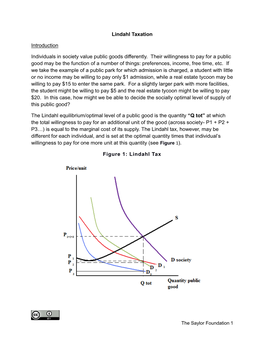 Lindahl Taxation Introduction Individuals in Society Value Public