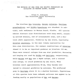 The Effects of Sea Star and Walrus Predation on Bivalves in Norton Sound, Alaska