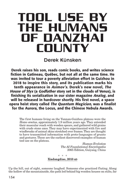 TOOL USE by the HUMANS of DANZHAI COUNTY Derek Künsken