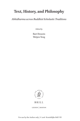 Text, History, and Philosophy Abhidharma Across Buddhist Scholastic Traditions