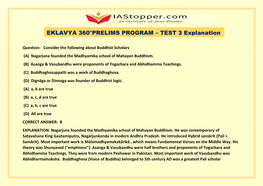 EKLAVYA 360°PRELIMS PROGRAM – TEST 3 Explanation