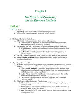 The Science of Psychology and Its Research Methods
