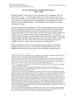 The New Music Review and Church Music Review Copyright © 2008 RIPM Consortium Ltd Répertoire International De La Presse Musicale (