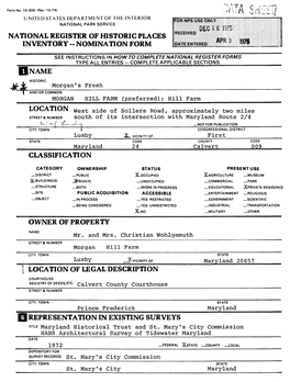 National Register of Historic Places Inventory - Nomination Form