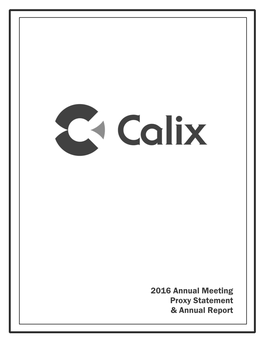 2016 Annual Meeting Proxy Statement & Annual Report