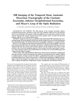 MR Imaging of the Temporal Stem: Anatomic Dissection
