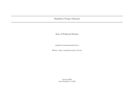 Manifesto Project Dataset List of Political Parties