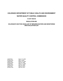 Colorado Department of Public Health and Environment