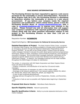 Sole Source Determination Template