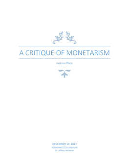A Critique of Monetarism