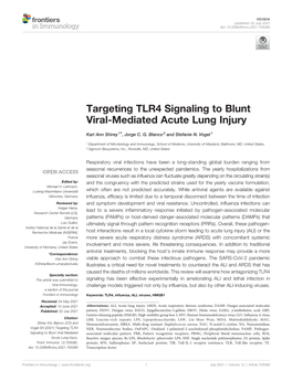 Targeting TLR4 Signaling to Blunt Viral-Mediated Acute Lung Injury