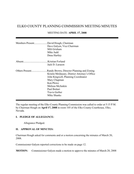 Elko County Planning Commission Meeting Minutes